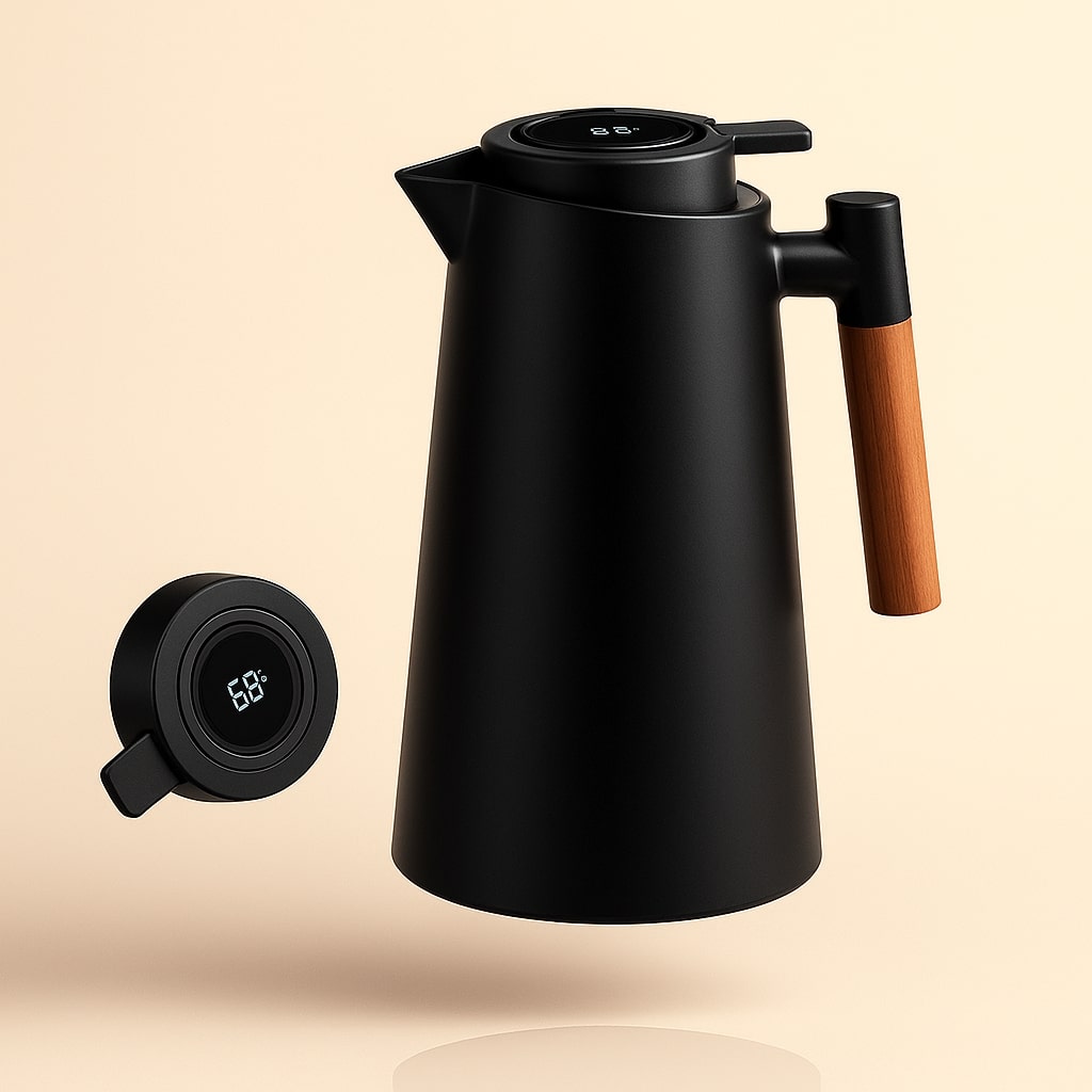 Termokande med temperaturvisning | Isolerkande 1 liter til kaffe & te | Heatina