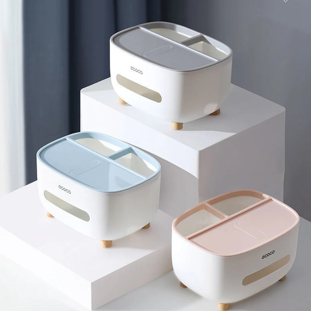 Opbevaringsboks | Lommetørklædeholder med låg & mobilholder | TidyBox
