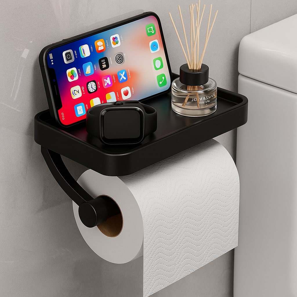 Toiletpapirholder i rustfrit stål | Toiletpapirholder med opbevaring | WC rulleholder | Rollix