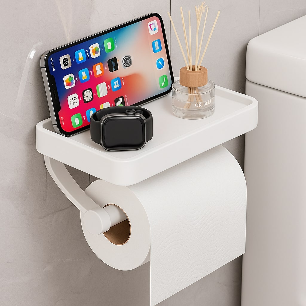 Toiletpapirholder i rustfrit stål | Toiletpapirholder med opbevaring | WC rulleholder | Rollix