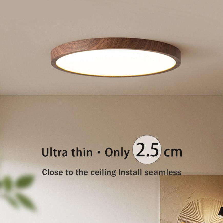 Ultrathin Valnød Rund Loftlampe til Moderne Stil