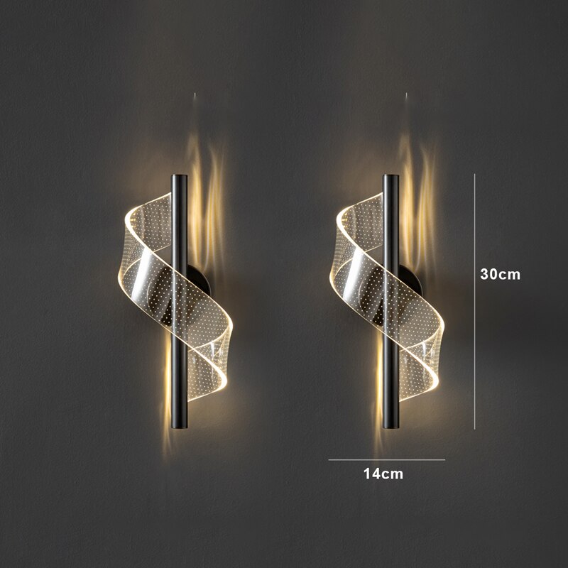 Moderne LED Væglampe med Bølget Design og Justerbare Lysfarver