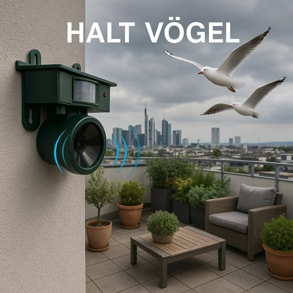 Skydere væk fra balkon & have | Fugleafvisningsenhed | FugleBlock
