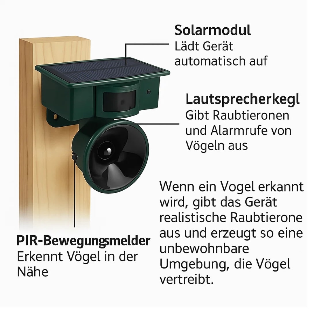 Skydere væk fra balkon & have | Fugleafvisningsenhed | FugleBlock