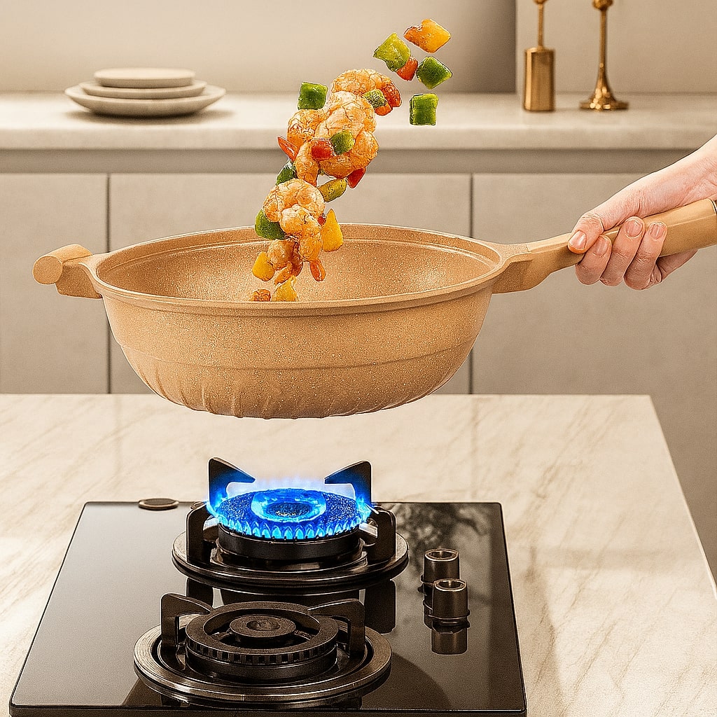 Wokpande til induktion | Belagt pande til stegning, sautering, dampning eller friturestegning | WokMeister